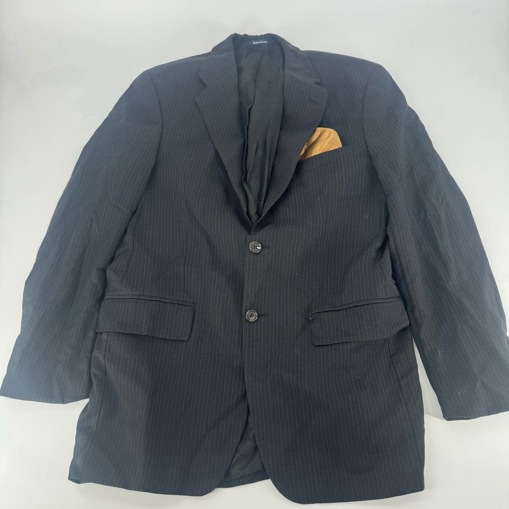 Polo University Ralph Lauren Mens Pinstripe Blazer Navy Blue 2 Button Sport Coat
